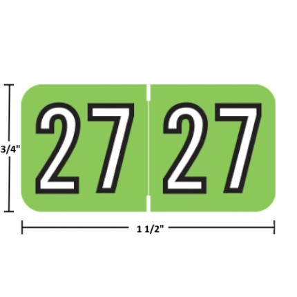 Barkley BKYM 2027 year label, light green, 3/4" x 1-1/2"