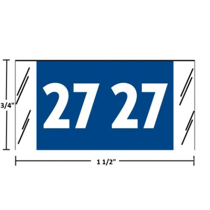 Col'R'Tab 11700 Series 2027 year label, dark blue, 3/4" x 1-1/2", 1000/roll