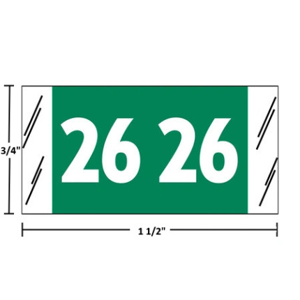 Col’R’Tab 51700 2026 year label, dark green, 3/4" x 1-1/2", 500/roll