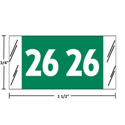 Col’R’Tab 81700 2026 year label, dark green, 3/4" x 1-1/2", 250/pack