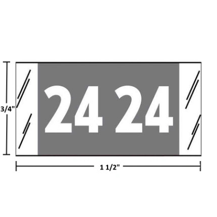 Col’R’Tab 81700 2024 year label, gray, 3/4" x 1-1/2", 250/pack