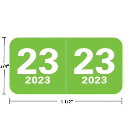 TABBIES Compatible Year Labels - 2023, Light Green, 3/4 x 1-1/2, CTYM-23, 500/Roll