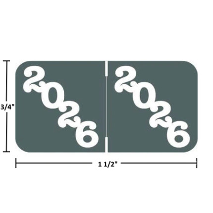 Jeter Compatible JPYM-26 Year Labels – 2026 Gray, 3/4" x 1-1/2", 500/
