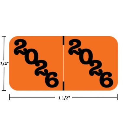 Jeter Compatible JTYM-26 Year Labels – 2026 Orange, 3/4" x 1-1/2", 500/Box