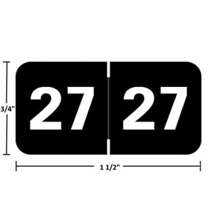 MJYM-27 year labels, 2027 black, 3/4 x 1-1/2 in, polylaminated, 500/roll