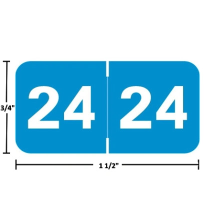 MJYM-24 year labels, 2024 blue, 3/4 x 1-1/2 in, polylaminate, 500/roll