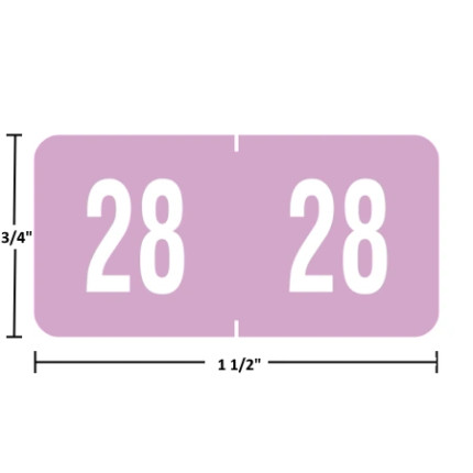 TAB Products Year Labels - 92000 Series, 2028, Lilac, 3/4 x 1-1/2, 500/Roll