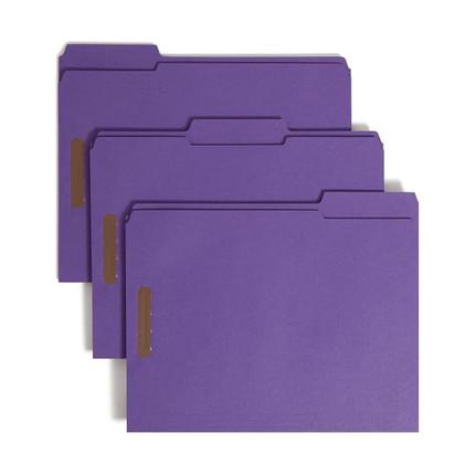 Smead Fastener File Folders, Letter Size, Purple, Reinforced 1/3-Cut Top Tab, 2 Fasteners, 11pt, 50/Box (13040)
