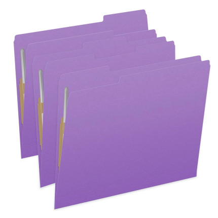 Lavender Top Tab File Folders with 2 Fasteners, Letter Size, 1/3-Cut Tabs, 11 pt, 50/Box (S-30503-LAV-13)