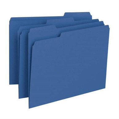 Navy Blue Smead letter size file folders, 1/3-cut top tabs, box of 100 (Item 13193)