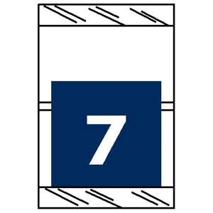 Close-up of COL'R'TAB 11057 numeric label showing number 7 in blue with laminated wrap-around design
