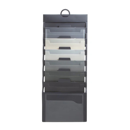 Smead 92061 cascading wall organizer neutral colors fully expanded showing six letter size pockets