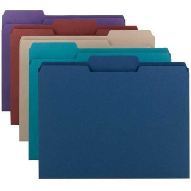Smead 11948 assorted Jewel tone color top tab file folders, letter size, 1/3-cut assorted tabs, box of 100
