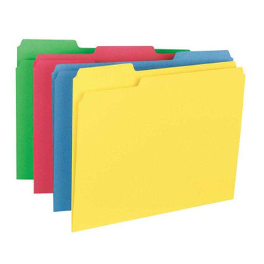 Smead 11938 assorted color top tab file folders, letter size, 1/3-cut assorted tabs, pack of 24