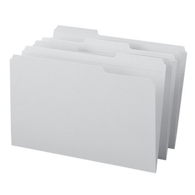 Smead 17334 gray legal size file folders with reinforced 1/3-cut top tabs, 100 per box