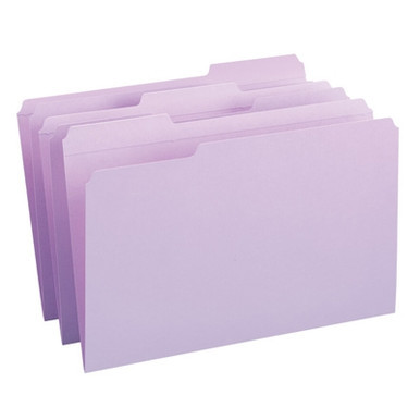 Smead 17434 lavender legal size file folders with reinforced 1/3-cut top tabs, 100 per box