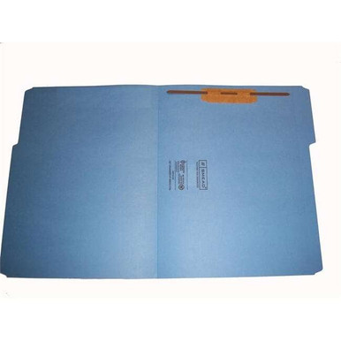 Smead 17034F1 blue legal size file folders with reinforced 1/3-cut top tabs, 1 fastener (position 1) 50 per box