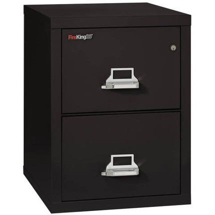 Black FireKing File Cabinet, Legal Size, 25" Deep, 2-Drawer