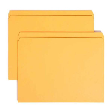 Smead Reinforced Tab File Folders - Straight-Cut Tab, Letter Size, Goldenrod, 1 Fastener (not pictured), 50/Box