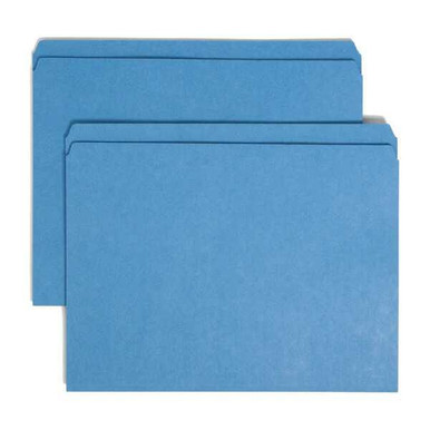 Smead Reinforced Tab File Folders - Straight-Cut Tab, Letter Size, Blue, 2 Fasteners (Not Pictured), 50/Box