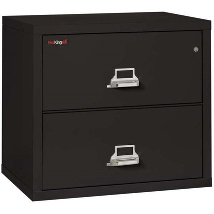 FireKing Lateral File Cabinet, 1-Hour Fire Resistant, 2-Drawer, Letter/Legal, 31" Wide, Black