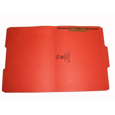 Open Orange letter-size file folder with one metal fastener in position 1 on the tight interior panel (not pictured), reinforced 1/3-cut top tab, Smead 13084-F1.