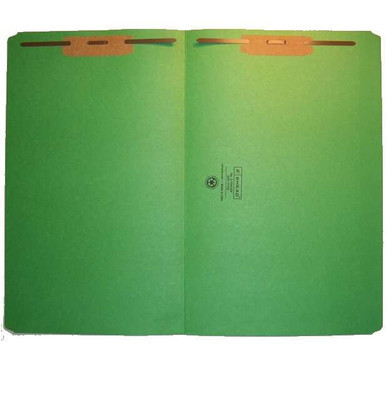 Smead Reinforced Tab File Folders - Straight-Cut Tab, Legal Size, Green, 2 Fasteners, 17110-F13