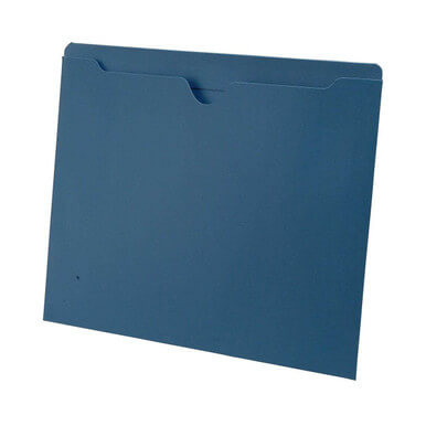 Blue file jacket letter size reinforced top tab closed sides 11pt stock