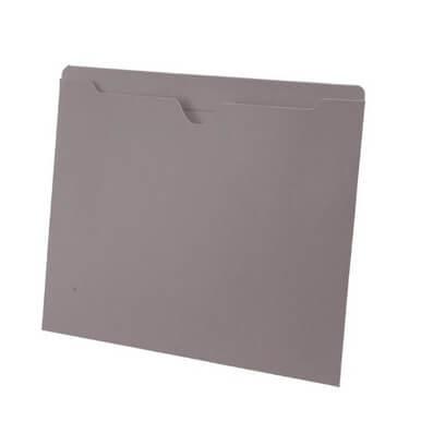 Gray file jacket letter size reinforced top tab closed sides 11pt stock