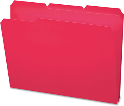 Smead red plastic file folders with slash pocket and 1 inch expansion