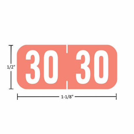 TAB year labels A1287-30-T3, 2029 Pink, 1/2 inch by 1-1/8 inch, matte vinyl, 500 per roll.