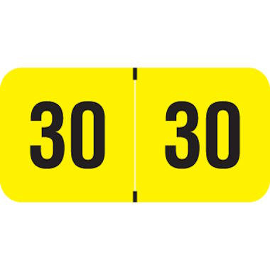2030 Fluorescent Yellow Year Labels, 3/4" x 1-1/2", 500/Roll
