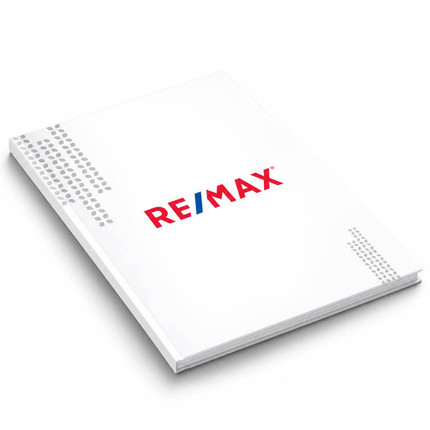 RE/MAX Dawn White Size 40 Unibind presentation cover angled view