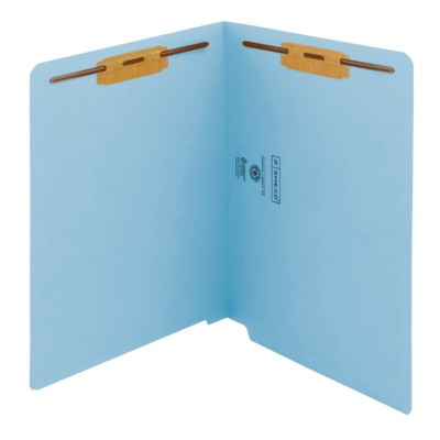 Smead Colored End Tab Folders, Letter Size, 3/4" Exp, Fastener Pos 1/3, 11pt Blue, 50/Bx
