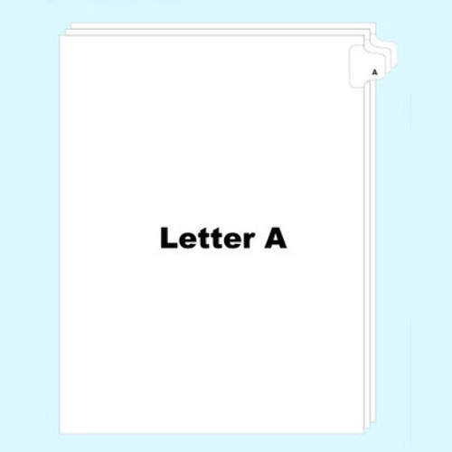 Legal Index Dividers, Letter A individual side tabs, 25-sheet set