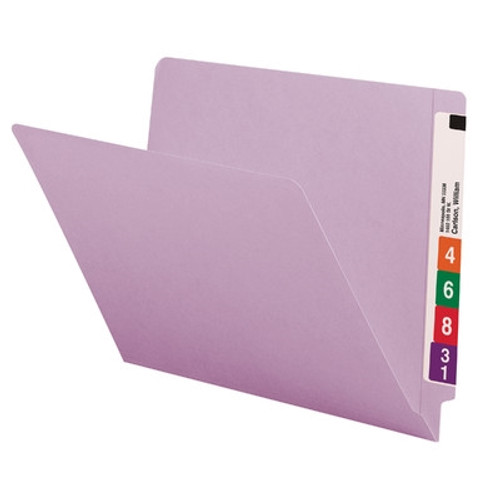 Smead Colored End Tab Folders, Letter Size, 3/4" Exp, No Fastener, 11pt Lavender, 100/Bx