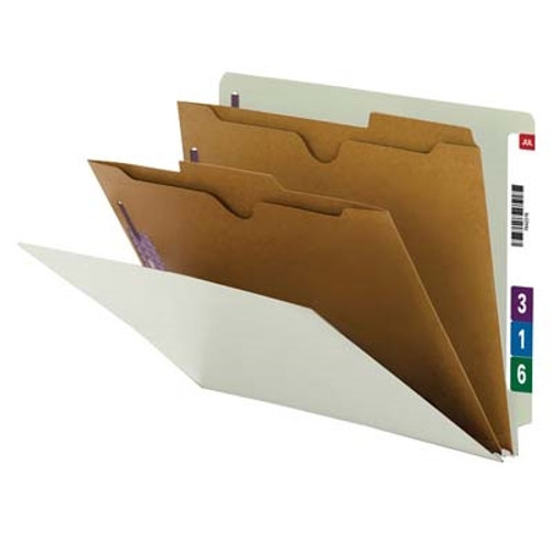 Smead End Tab Classification Folders, 2 Dividers, Letter Size, 25pt, Gray, 10/Box (26710)