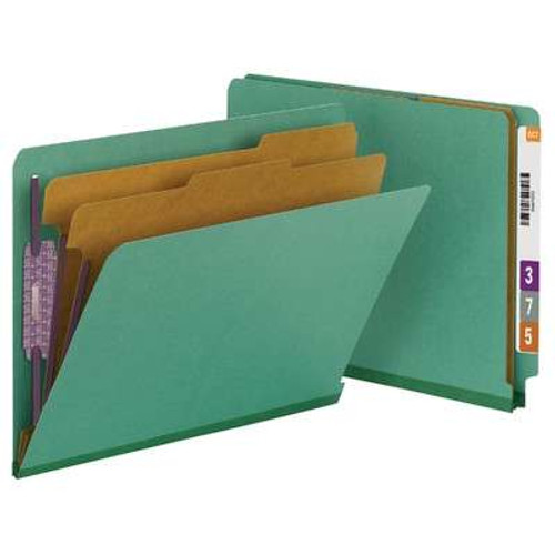 Smead End Tab Classification Folders, 2 Dividers, Letter Size, 25pt Pressboard, Green, 10/Box (26785)
