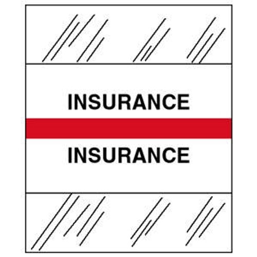 Medical Chart Index Tabs, Insurance, Red, 1/2 x 1-1/4, 100/Pk (54529)