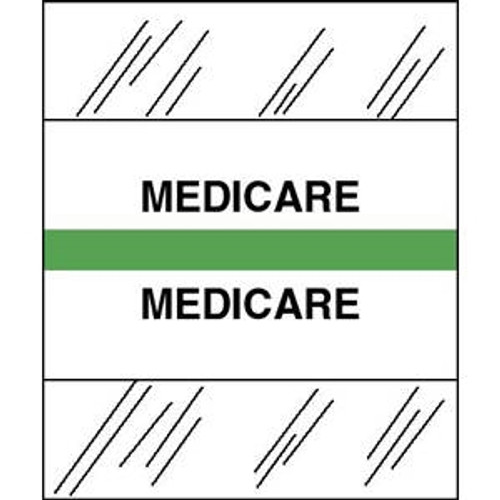 Medical Chart Index Tabs, Medicare, Lt Green, 1/2 x 1-1/4, 100/Pk (54562)