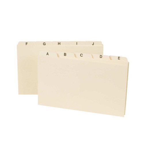 Smead Card Guide, Plain 1/5-Cut Tab (A-Z), 8"W x 5"H, Manila (57076)