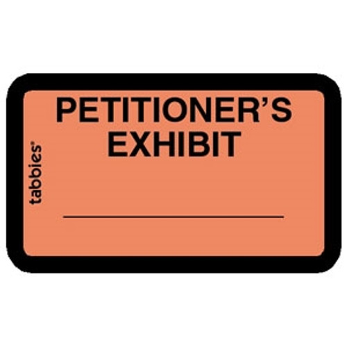 Legal Exhibit Labels 58026, Petitioner's Exhibit, 1-5/8 x 1, Orange 252/Pack