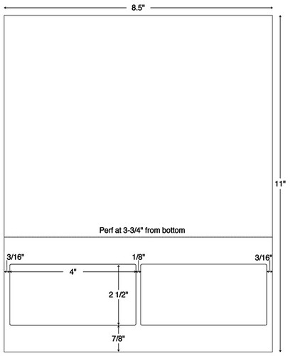 Integrated Labels, 2-UP, 4 x 2-1/2, 1500 Sheets/CS (59812)