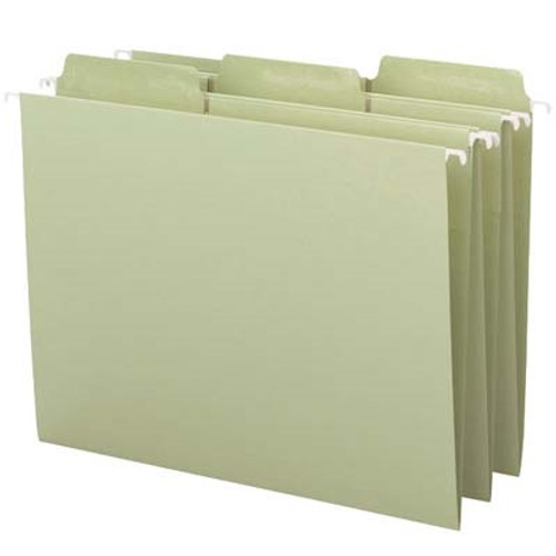 Smead Erasable FasTab Hanging File Folder, 1/3-Cut Built-In Tab, Letter Size, Moss, 20/Box
