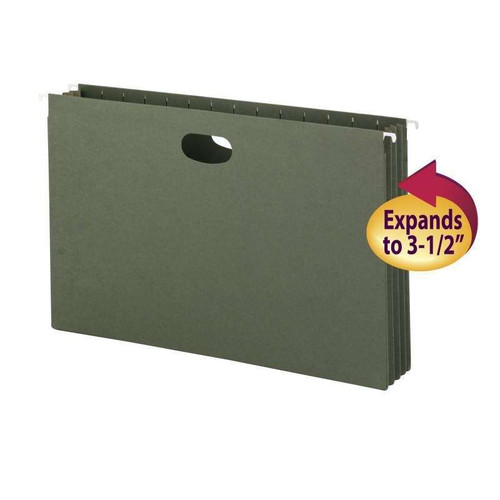 Smead Expandable Hanging File Folders, Legal Size, 3-1/2" Expansion, Green, 10 per Box