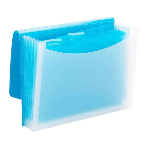Smead Poly Expanding File, 6 Pockets, Flap and Cord Closure, Letter Size, Teal/Clear