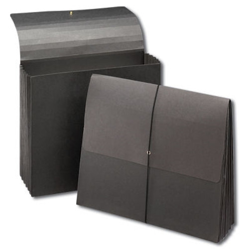 Smead Expanding Wallet, 5-1/4" Exp, Flap/Cord, Black, 10/Box (71119)
