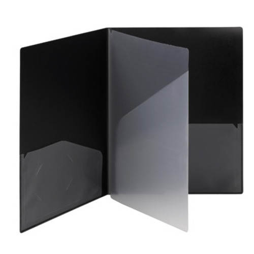 Smead Poly Four-Pocket Folder, Letter Size, Black, 5/Pack