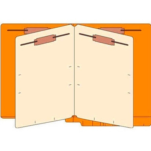 End Tab Classification Folders, 2 Dividers, Letter Size, 14pt Orange, 25 Box (87C01D2ORG)