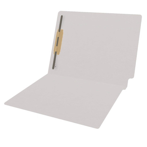 Gray File Folders, End Tab, Letter Size, 1 Fastener [F1], 14-Point Stock